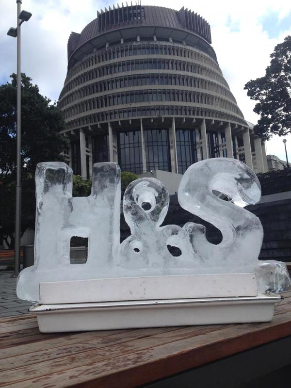 Ice sculpture at the beehive parliment